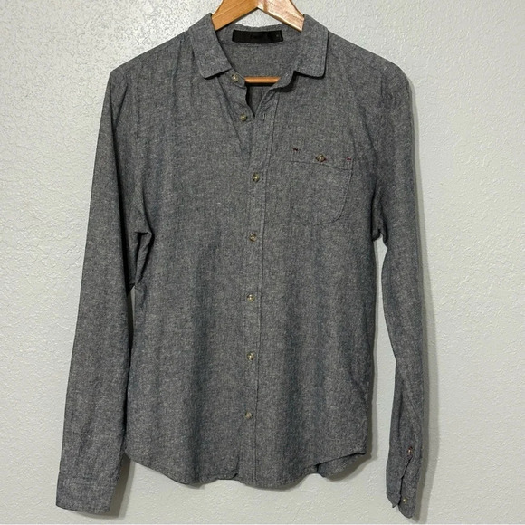 Comune Black Gray Long Sleeve Button Down Shirt Size Medium - Picture 1 of 9